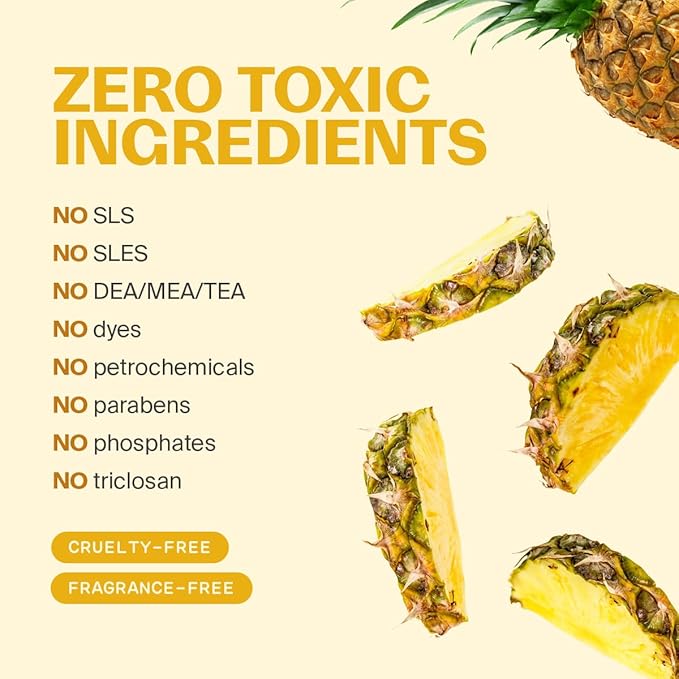 Fuwa3e Pineapple Enzyme Natural Dish Soap Tropical Pineapple Scent - 16.9oz 3 Pack - 99% Plant Based Dish Liquid - Hypoallergenic Dish Soap from Discarded Pineapple Peels