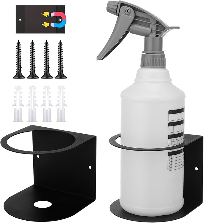 Zonon 2 Pcs Magnetic Spray Can Holder Metal Spray Bottle Holder Wall Mount Storage Rack for Home and Garage Craft Workspace Paint Bottle