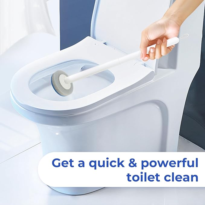 Disposable Toilet Bowl Cleaning System Kit - Includes Wand Handle, Storage Caddy & 18 Refill Heads - Quick, Hygienic Bathroom Clean - Essential for Home, Apartment, Dorm Room & Guest Bath