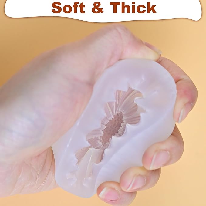 4 Pcs Daisy Flower Silicone Molds for Candles, 3D Flower Fondant Chocolate Cake Cupcake Topper Decoration Mold, DIY Tealight Candle Soap Wax Epoxy Resin Concrete Casting Polymer Clay Craft