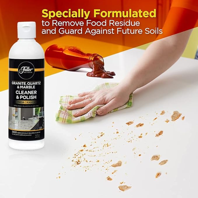 Fuller Brush Countertop Cleaner & Polish - Multi Surface Cleaner - Cleans, Polishes and Protects Granite Quartz Marble Glass Laminates Metal and Other Surfaces Refreshing Orange Scent Removes Odor (2 Pack)