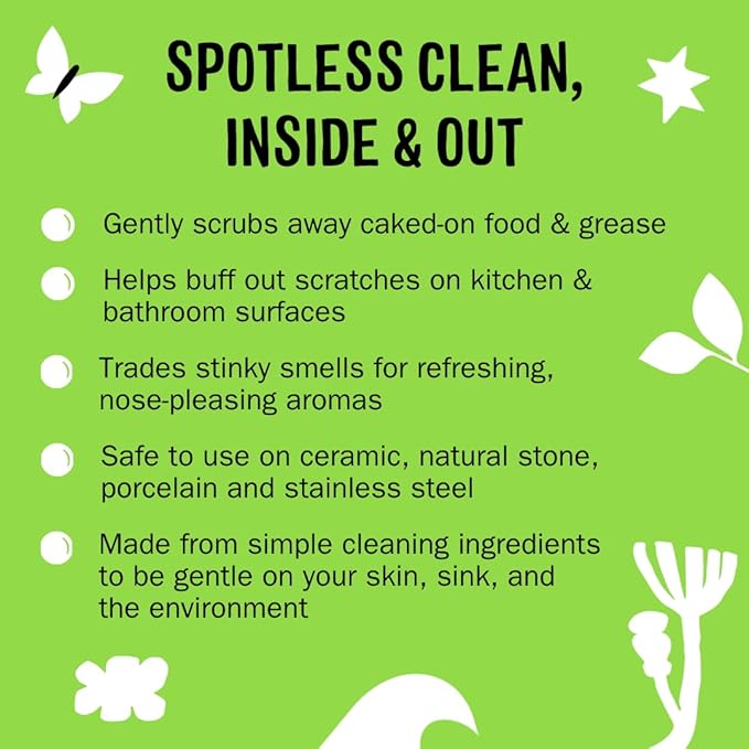 Molly's Suds Sink and All Purpose SCRUB | Gently Removes Stains, Scrubs Away Grease & Gime, Buffs out Scratches | Plant and Mineral Based | 2 Pack, Citrus Scent