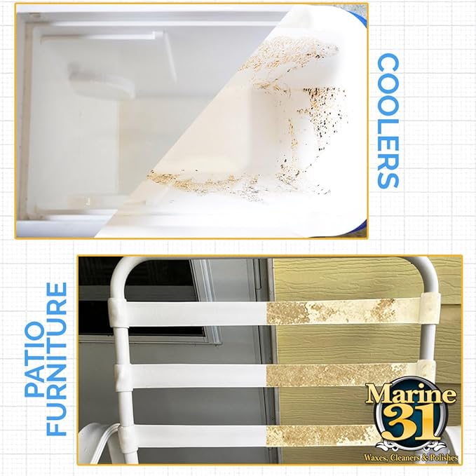 Marine 31 Mildew Stain Remover & Cleaner | Effective for Boats, Home, Patio, & Bathroom | Removes Mildew & Mold Stains | Powerful Cleaning Formula | 16oz