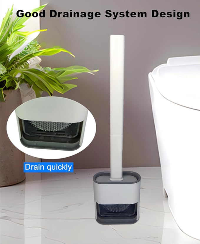 Toilet Brush with Holder Silicone Toilet Brush and Cleaning Brush for Household Bathroom Toliet Brush Set (Black,Black)