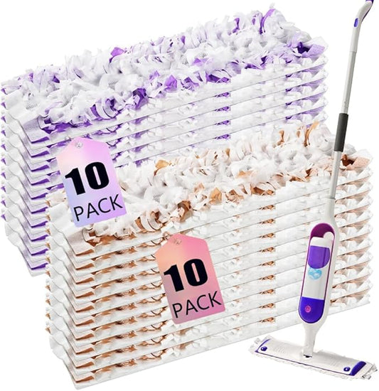 Replacement Pads for S.wiffer PowerMop Disposable Mop Pads,Surface Mopping Pad Refills, Spare Pack for Floor Cleaning, (10 Purple + 10 Brown)