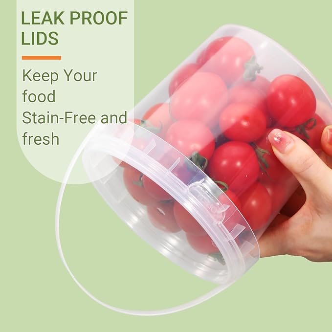 10 Pack 1 Gallon Plastic Bucket with Handle and Lid Food Storage Bucket Containers All Purpose Pail for Multipurpose Paint Water Art Crafts Projects Garage Organization (1 Gallon Transparent)