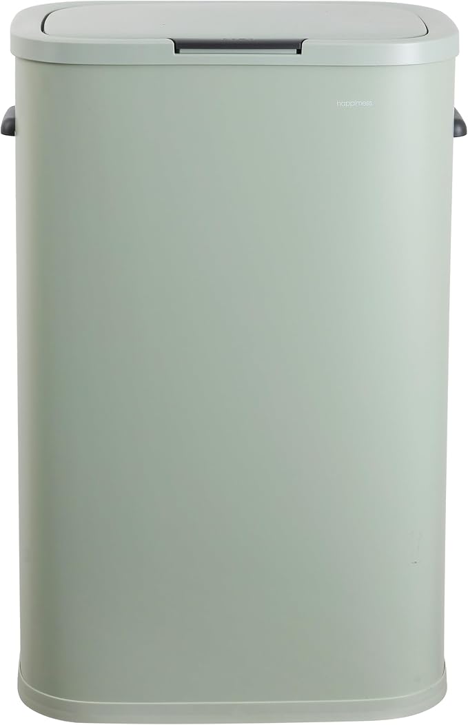 happimess HPM1017E Tammi Kitchen 14.5-Gallon Slim Metal Push Button Trash Can for Home, Kitchen, Laundry Room, Office, Bedroom, Bathroom, Pistachio Gelato