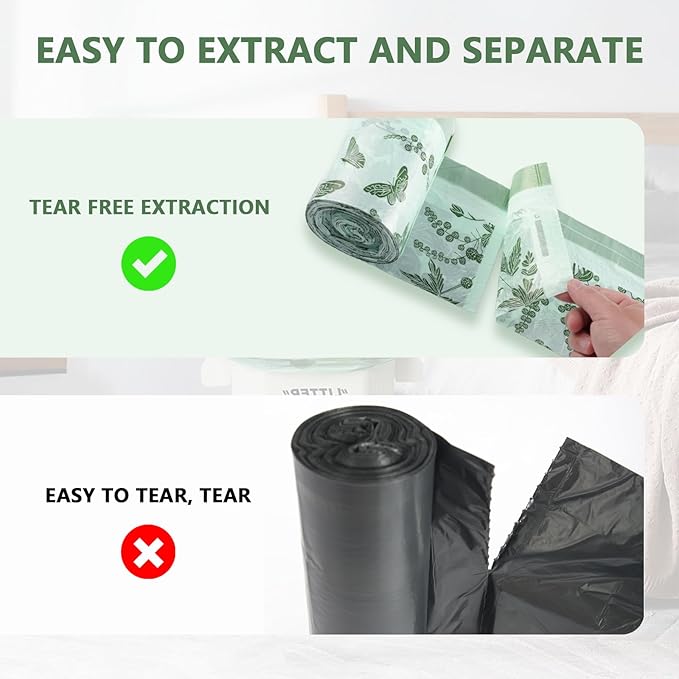 VOK 8 Gallon Trash Bags with Butterfly Printed & Sweet Wormwood Scent, Drawstring Medium Garbage Bags, Tear-Resistant & Fragrant Trash Can Liners, Trash Bags 8 Gallon for Home/Office, 25 Counts