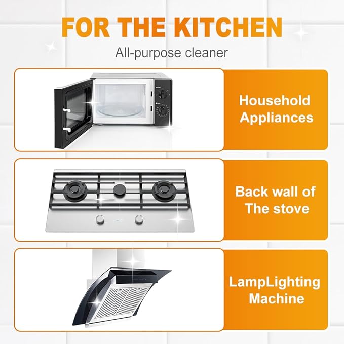 Stubborn Stains Cleaner, 2025 Upgraded Powerful kitchen Degreaser, Multipurpose Stain Removal Cleaners, Stove Cleaner for Gas Stove Top, Kitchen, Bath Shower Glass (6, Two Sets)