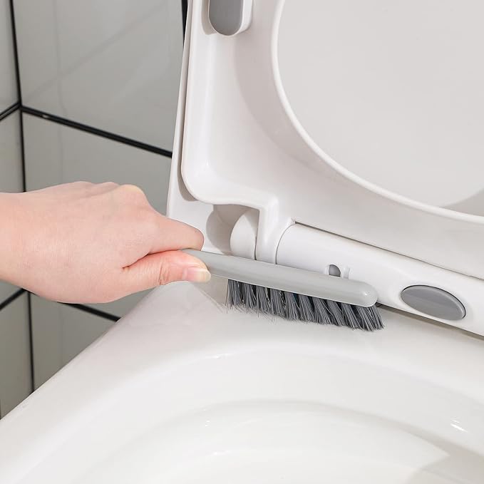 Cq acrylic Toilet Brush and Plunger Set,Toilet Plunger and Brush Combo Bathroom Deeply Cleaning Tools,Bathroom Toilet Bowl Brush with Holder(Grey 1 Set)