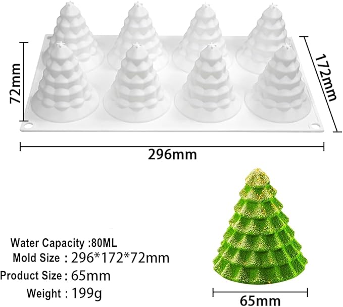 TUKE Christmas Tree Silicone Mold Tree Shaped Molds for Making Handmade Soap Candles, Cake, Jelly Dessert Candy (Christmas Tree J)
