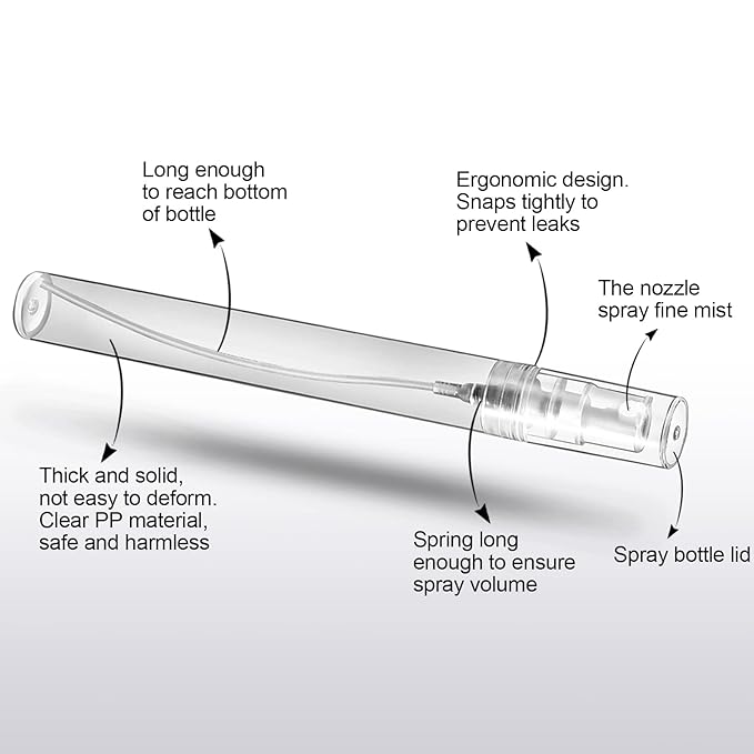 Teenitor Mini Spray Bottles, 20-Pack 10ml Empty Refillable Plastic Atomizer for Perfume, Essential Oil, Travel