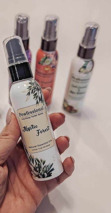 Pewfessional poop spray for toilet, pre poo toilet spray bathroom odor eliminator and air freshener, 2.5 Ounce, 5 pack Travel Size