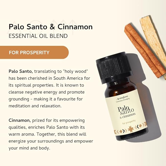 Palo Santo & Cinnamon Essential Oil Diffuser Blend by Aromafume | 3 x 10ml / 0.33 fl oz l Aromatherapy Oil for Smokeless Smudging | Natural Air fresheners for Home | Spiritual Meditation Accessories
