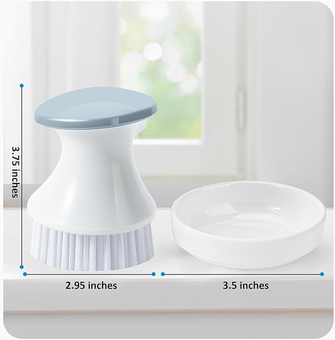 Dish Brush with Tray, Premium Kitchen Brushes for Dishes Pots Pans and Sink Cleaning, Professional Dish Scrub Brush for Kitchen Cleaning