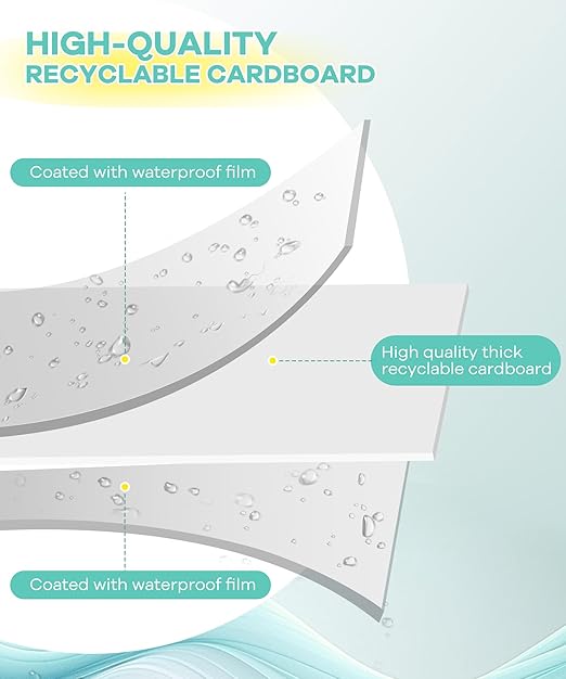 Disposable Trash Cans for Parties 16 Pack, 13 Gallon Cardboard Trash Can for Events, Thick Collapsible Garbage Can for Camping - 13.5" L x 10.0" W x 21.7" H, White