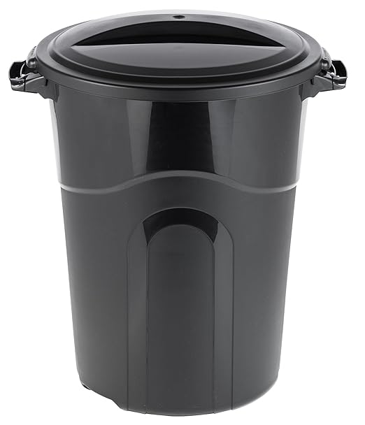 32 Gallon Heavy Duty Plastic Outdoor Trash Can with Lid, Lock & Easy-Carry Handles – Suitable for Indoor/Outdoor, Kitchen, Yard, Garage & Office