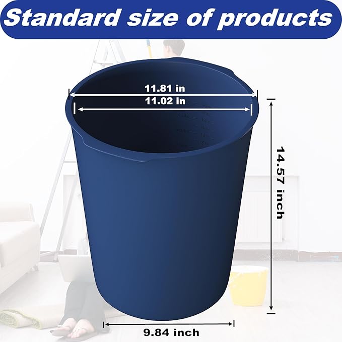 5 Gallon Reusable Bucket Liner, Time Saving Concrete Tools Durable Silicone Bucket Insert, Food Grade Container for Food Storage, for Paint, Thinset, Ice, Slime, Cleaning, Wall Patch Compound (Blue)