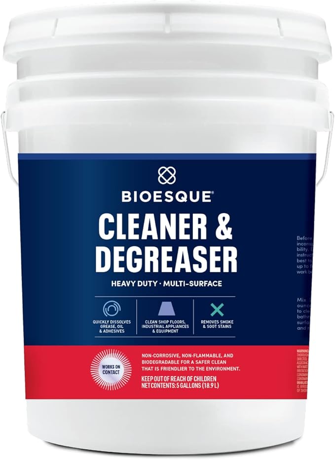 Bioesque Heavy Duty Multi-Surface Cleaner & Degreaser Concentrated Professional Formula, 5 Gallon (Pack of 1)