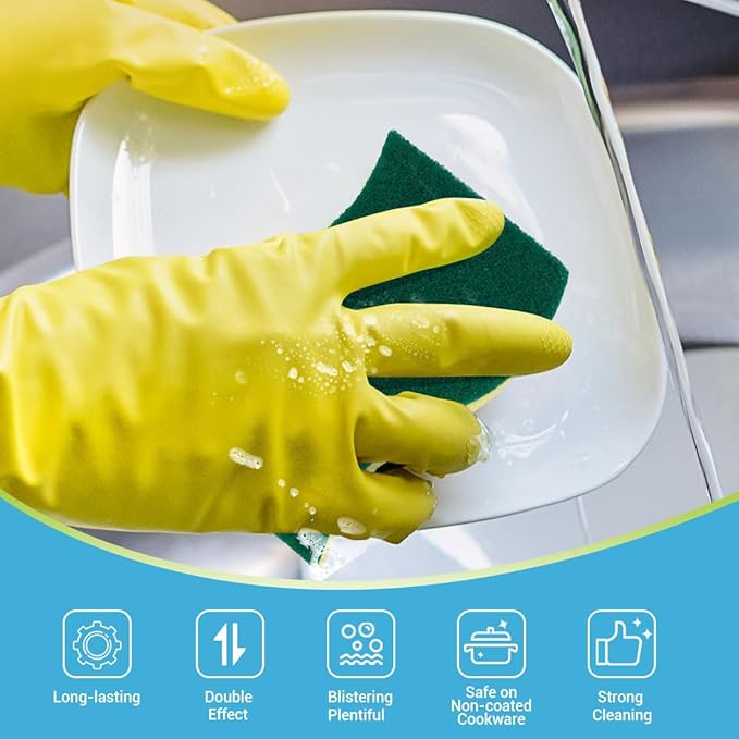 AIDEA Heavy-Duty Scrub Sponges, 12Count, Sponge for Non-Coated Cookware, Kitchen Sponges for Dishes, Scrubbing Power for Tough Messes, Cleaning Sponge for Kitchen, Bathroom, Household