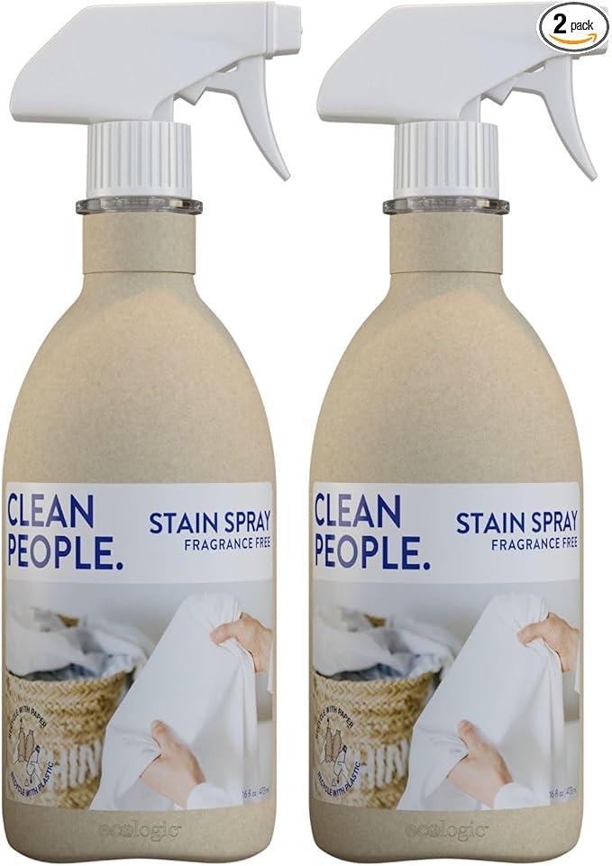 The Clean People Stain Remover Spray - Simple, Clean Ingredients - Laundry Spot Treatment for Food, Pet & Baby Stains - Boosted with Enzymes - Fabric Safe - 16oz (2 Pack)…