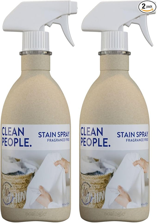The Clean People Stain Remover Spray - Simple, Clean Ingredients - Laundry Spot Treatment for Food, Pet & Baby Stains - Boosted with Enzymes - Fabric Safe - 16oz (2 Pack)…