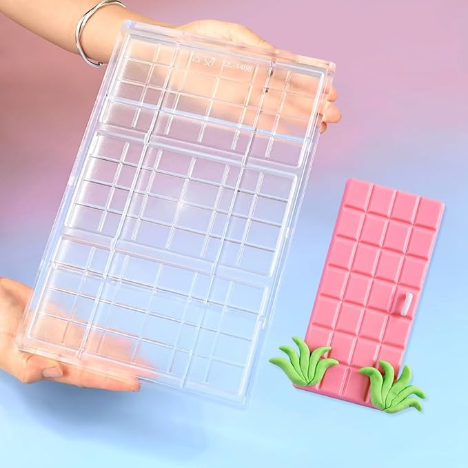 TUKE Chocolate Bar Hard Polycarbonate Chocolate Mold 3 Cavity PC Candy Mould for Easter, Halloween, Christmas - Food-Grade, Durable, Non-Stick, Easy Release (A_ Rectangle)