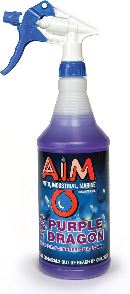 AIM Chemicals Purple Dragon Heavy Duty Degreaser – For Cars, Trucks, Equipment, and Concrete. Powerful wheel & tire cleaner for industrial use & car detailing. Compatible with wheel brush- Quart