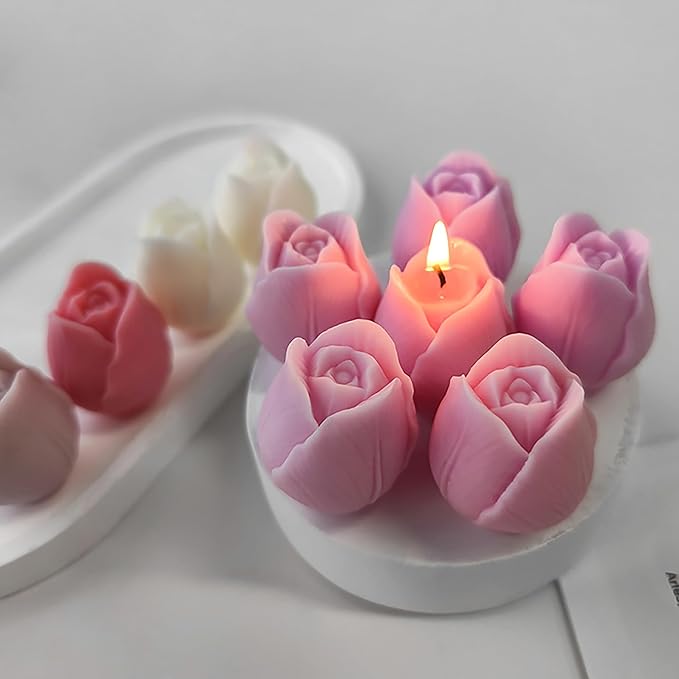 2 Pack Tulip Mold Tulip Resin Candle Mold - Silicone 3D Molds for Candy & Home Decor - Resin Casting & Making Molds