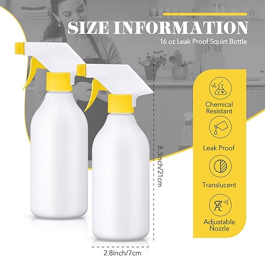 Tanlade 30 Pcs Plastic Spray Bottles 16 oz Leak Proof Squirt Bottle Refillable Empty Spray Water Mist Sprayer with Nozzles for Hair Essential Oil Cleaning Solutions Plants Pets (Yellow)