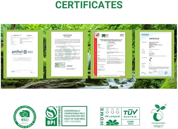 100% Certified Home Compostable Trash Bags, 55 Gallon, 60 Count, 1.5 Mils Extra Thick 38 x 56 Inches, 208 Liter, Compostable Liners, ASTM D6400 EN 13432 US BPI & OK Compost Home Certified