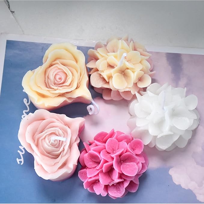 Hydrangea Flower Candle Soap Silicone Mold Fondant Chocolate Candy Cake Decorating Mould Resin Clay Baking Pastry Tools