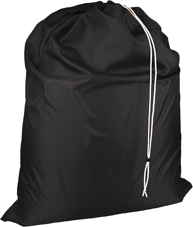 Laundry Bag with Locking Closure Drawstring – Extra Large Heavy Duty 100% Nylon, Large & Foldable Clothes Sack – Lightweight Dirty Laundry Organizer for Travel, Dorm, Gym – L 40" x H 50" (BLACK)