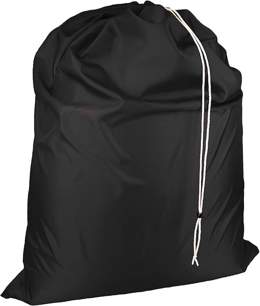Laundry Bag with Locking Closure Drawstring – Extra Large Heavy Duty 100% Nylon, Large & Foldable Clothes Sack – Lightweight Dirty Laundry Organizer for Travel, Dorm, Gym – L 40" x H 50" (BLACK)