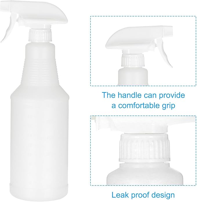 PATIKIL 750ml/24oz Plastic Spray Bottles, 4pcs Adjustable Nozzle Leak Proof Empty Water Mist Stream Sprayer for Cleaning Solutions Plants Hair, White