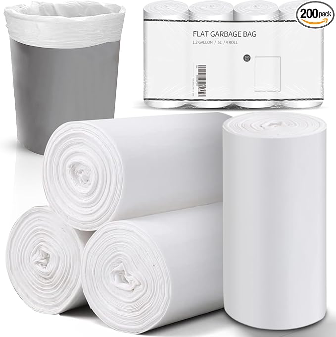 Charmount 1.2 Gallon Small Trash Bags, 200 Count Garbage Bags Bathroom Trash Can Liners,fit 4.5-5 Liter Clear … …