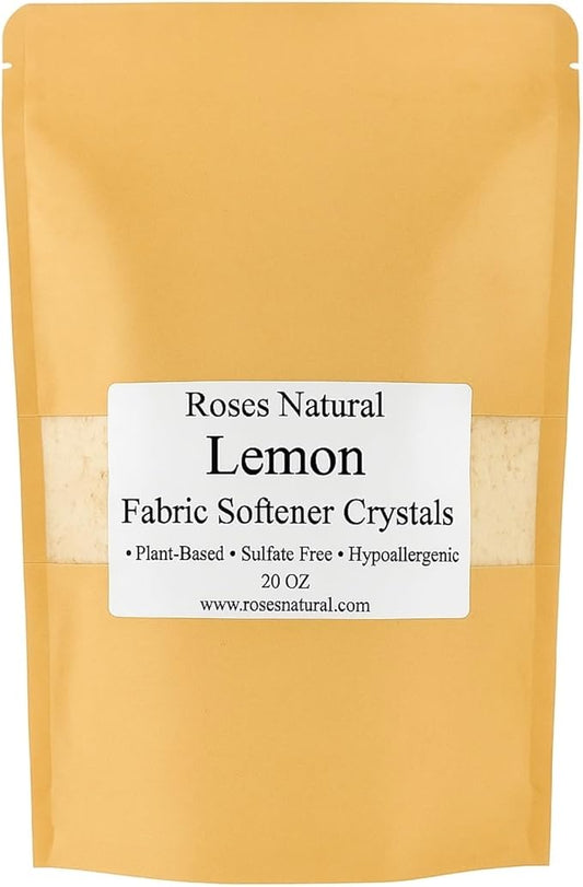 Fabric Softener Crystals, 20 oz, Plant-Based, Hypoallergenic Scent Beads, Softens & Freshens Laundry, Available in Peppermint, Lavender, Patchouli, Leather, Made in the USA (Lemon)