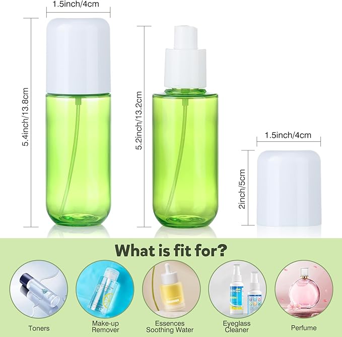 Bynccea Small Spray Bottle Travel Size 3.4oz/100ml Plastic Mini Bottle Set - Fine Mist Mini Empty Spray Bottles - Refillable Spray Bottles for Cleaning Solutions, Perfume, Liquid Cosmetics