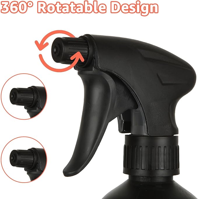 8 Pcs 16 oz Plastic Spray Bottles Black for Cleaning Solutions, Heavy Duty Spray Bottles Cleaning Spray Bottle, empty Spraying Bottle for Home Garden Plant Kitchen