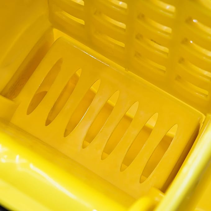 HOMCOM Mop Bucket Cart with Side Press Wringer, Metal Handle and 34 Quart Capacity, Yellow