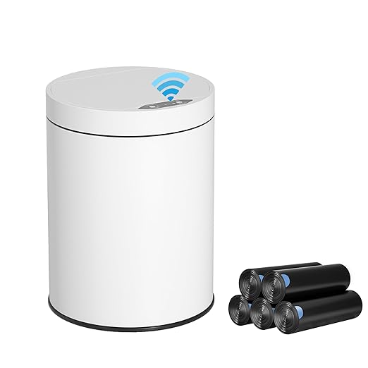 Bathroom Trash Can with Lid 2.6 Gallon Stainless Steel TrashCans Automatic Bathroom Garbage Can for Bedroom, Kitchen, Office