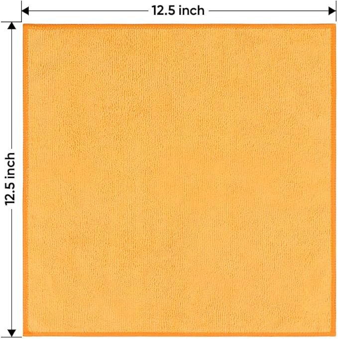 HOMEXCEL Yellow Microfiber Cleaning Cloths 12 Pack, 12.5 x 12.5 inch Microfiber Towel for Cars, Ultra Absorbent Car Washing Cloth, Lint Free Streak Free Cleaning Rags for Car, Kitchen, and Window