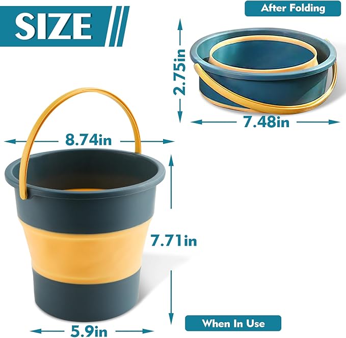 Collapsible Bucket 3PCS 1.3 Gallon/5L Small Plastic Household Cleaning Mop Buckets Foldable Water Bucket for Car Wash Fishing Camping Beach (3PCS)