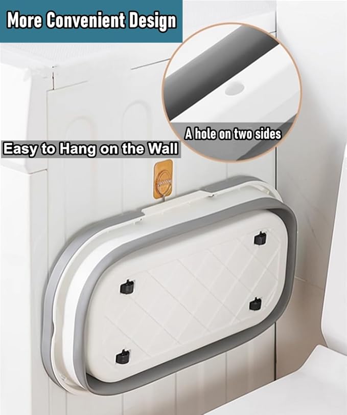 Collapsible Mop Wash Basin Bucket with Handle and Wheels, 12L (3.2 Gallon) Portable Plastic Basket Crate Tub for Storage Organization, Foldable Water Bin Container for Cleaning, Car Washing, Blue