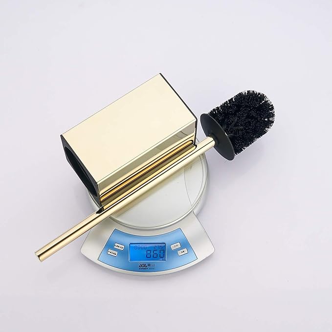 Toilet Brush Holder Stainless Steel 304 Standing Gold Square Toilet Brush Holder for Bathroom Storage and Organization (Gold)