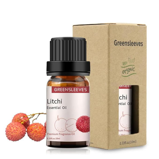 GREENSLEEVES Litchi Essential Oil, 10ml Pure Plant-Based Fragrance Oil for Aromatherapy, Essential Oils for Diffuser, Air Freshener, Massage, Bath Bomb, Scented Candle Soap Making