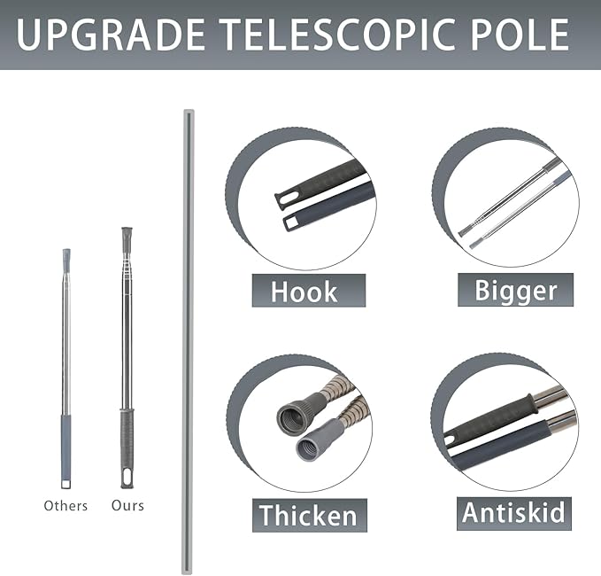 Cobweb Duster with Extension Pole,100" Ceiling Fan Duster Kit with 3 Heads,Bendable Ceiling Fan Cleaner Duster,Washable Reusable Dusting Pole for High Ceiling and Walls Furniture Home