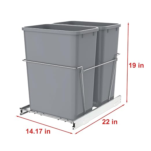 Double Pull-Out Trash Can for Under Kitchen Cabinets Include Double 35QT Trash Bin Doesn't Include Door Fittings, Bottom-Mount Recycling Bin