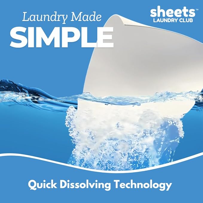 Sheets Laundry Club Laundry Detergent Sheets, 100 Loads - Fresh Linen Scent, Eco-Friendly, Quick-Dissolving Formula, Hypoallergenic, Septic Safe, Plastic-Free Packaging - 50 Sheets