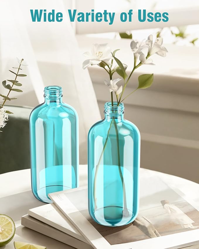 Glass Spray Bottle, Light Blue Glass Spray Bottle Set & Accessories Refillable for Plants Window Cleaners Aromatherapy Facial hydration Watering Flowers Hair Care (2 Pack/16oz) (Light Blue)